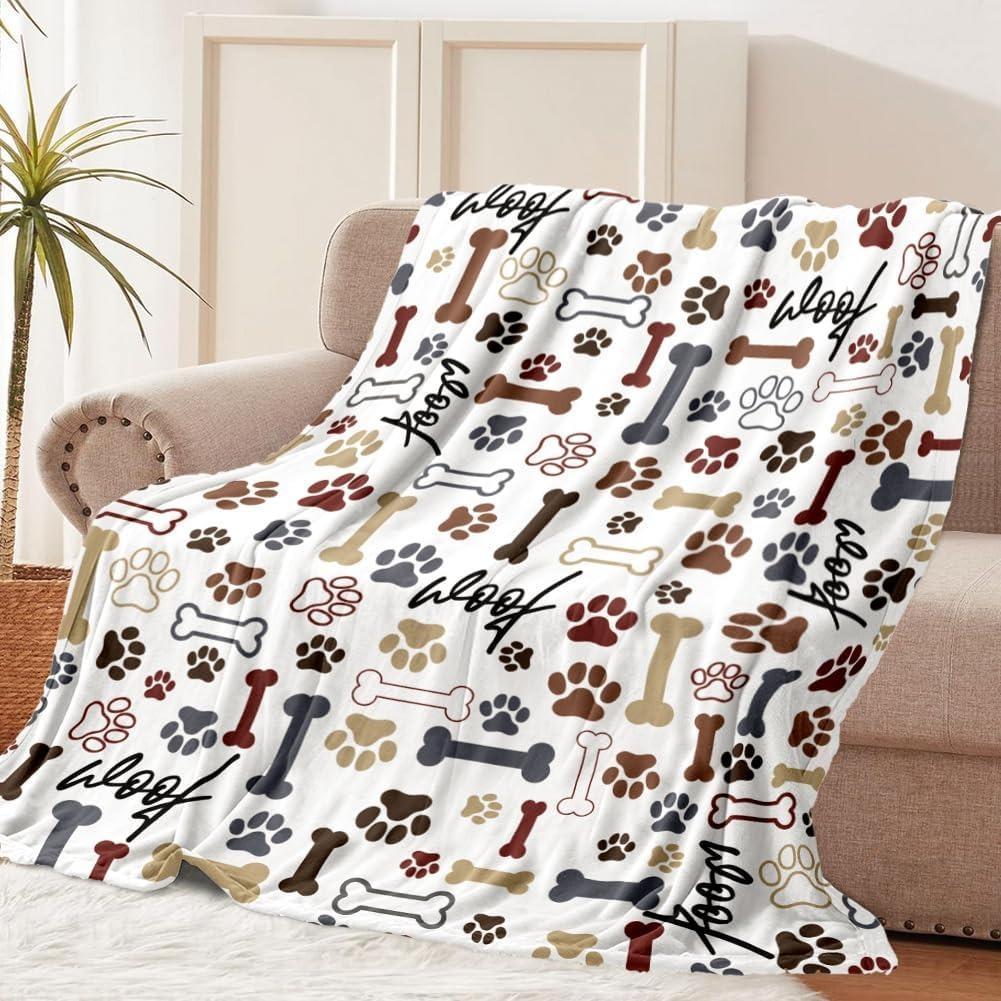 1pc Cute Dogs Print Blanket Flannel Blanke Bed Sofa Travel Camping Super Soft Cozy Plush Blanket Cat Print Throw for All Seasons 80x120cm(31x47inch)