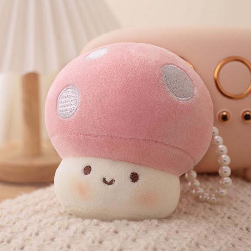 10CM Cute Small Mushroom Plush Toy Creative Stuffed Pendant Doll Red Mushroom Keychain For Kids Girls Holiday Gifts