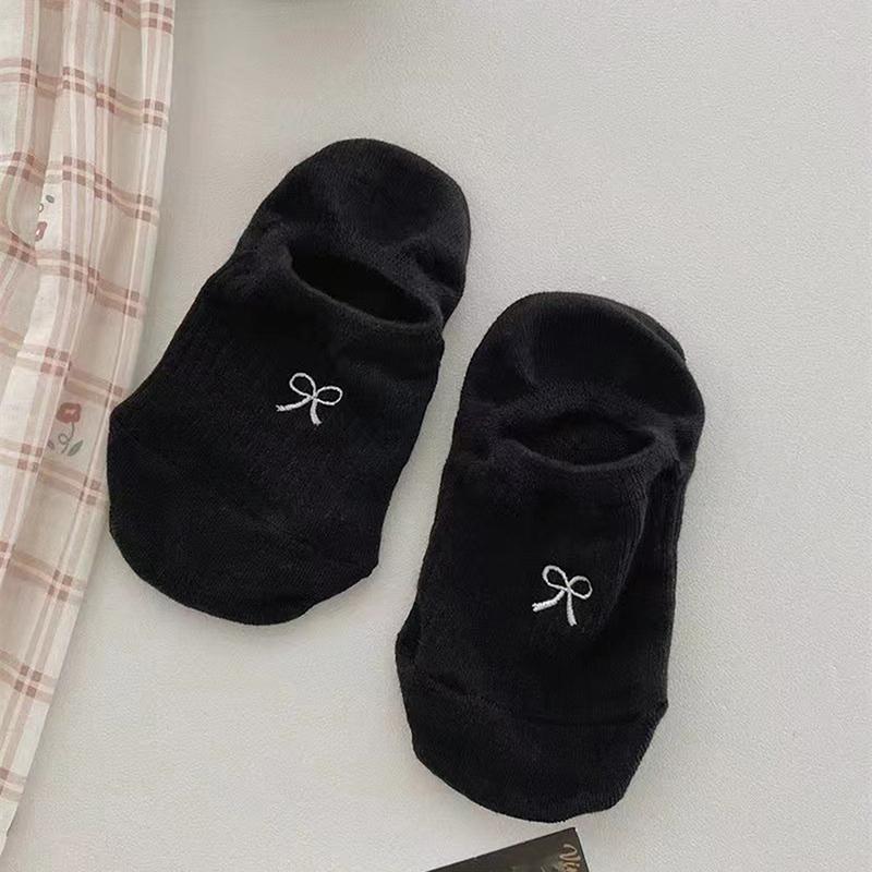 

Cute Invisible Short Boat Socks Girls Summer Bowknot Socks Women Japanese Style Solid Color Boat Socks Ankle Low Female Socks чёрный