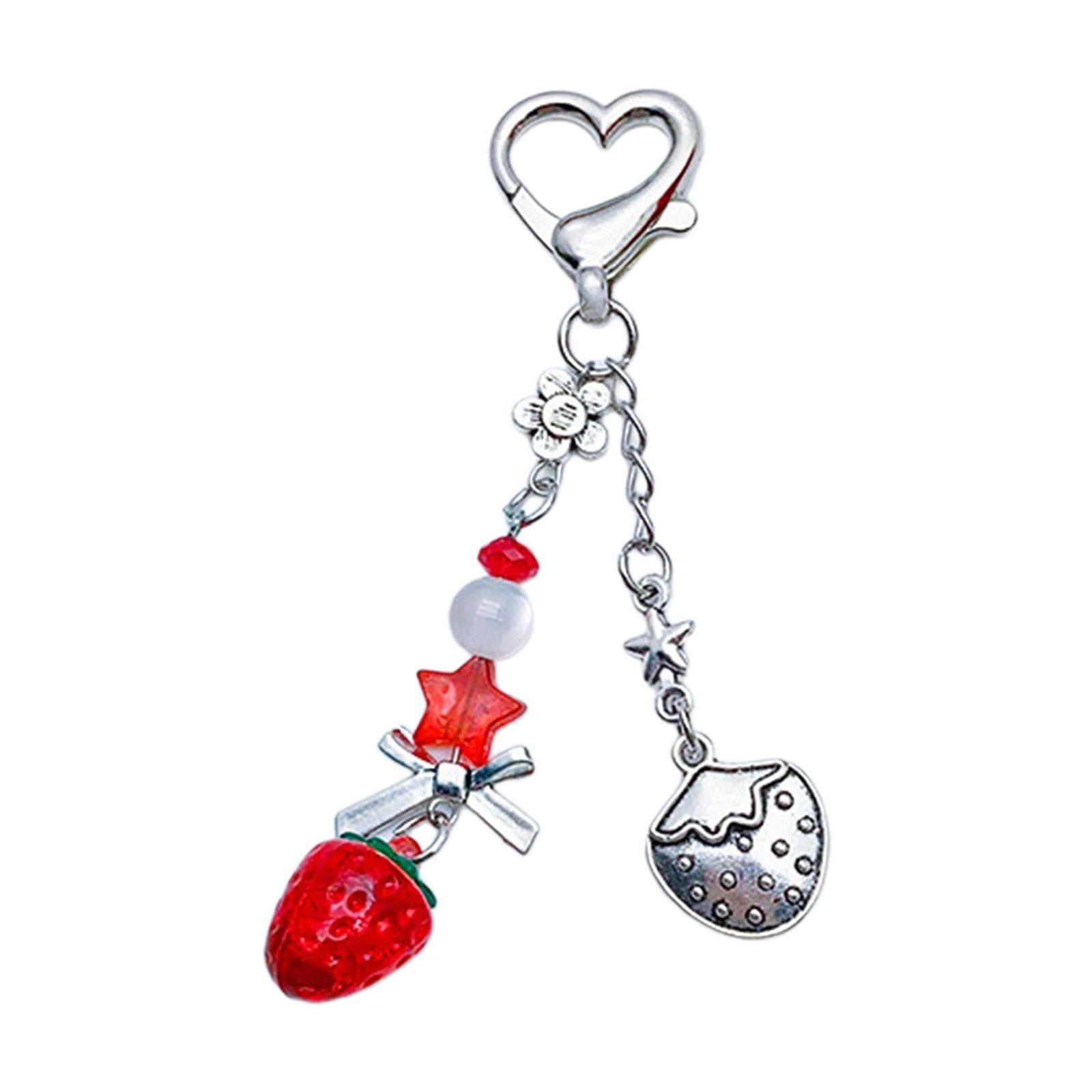 

Fashion Strawberry Tassels Phone Charm Straps Car Keys Hanging Pendants Y2K Bag Decoration Lanyard Purse Accessories