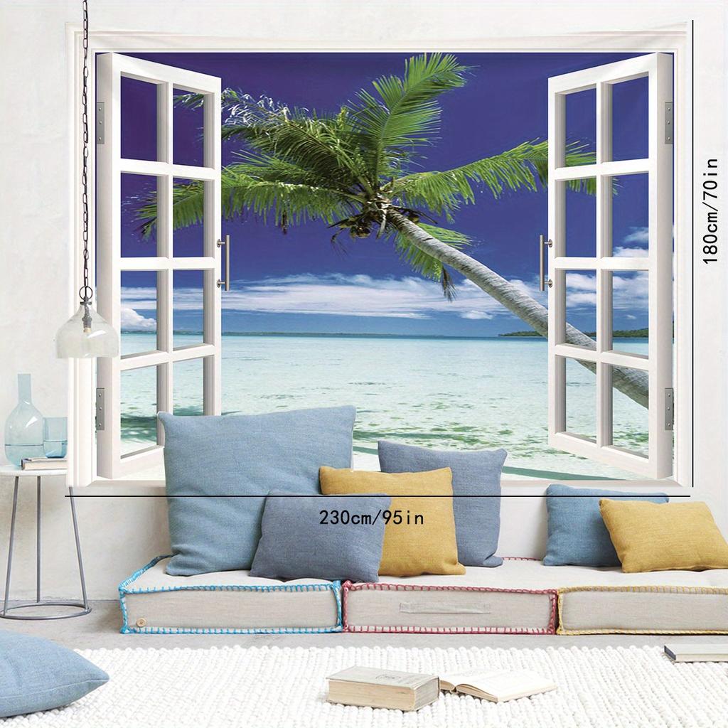 Tapiz Estampado Serie Árbol de Coco Vibe Tropical paisajeTapiz Colgante de Pared Decoración Arte de Pared Tapiz de pared para Dormitorio