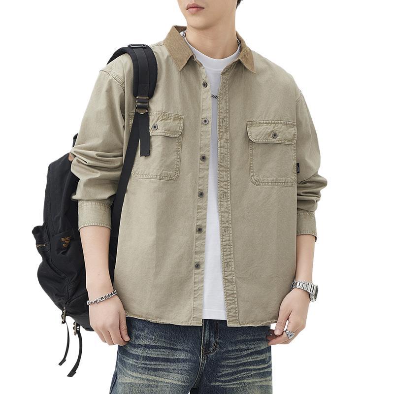 Japanese Pure Cotton Shirt Jacket Men's Loose Casual American Spring New Style Shirt
