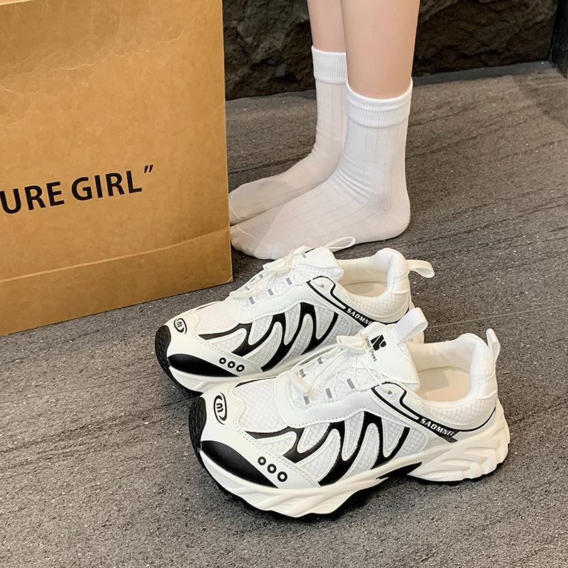 

New casual sports shoes summer mesh breathable platform fashion versatile dad shoes women s versatile little white shoes 40 чёрный