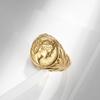 European and American Style Roman Empire Julius Caesar Stainless Steel Ring Ring, Retro Coin Caesar Head Hipster Jewelry