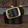 Retro High Quality Pure Cowhide Belt Men and Women Genuine Leather Korean Style Trendy Copper Buckle Casual Belt