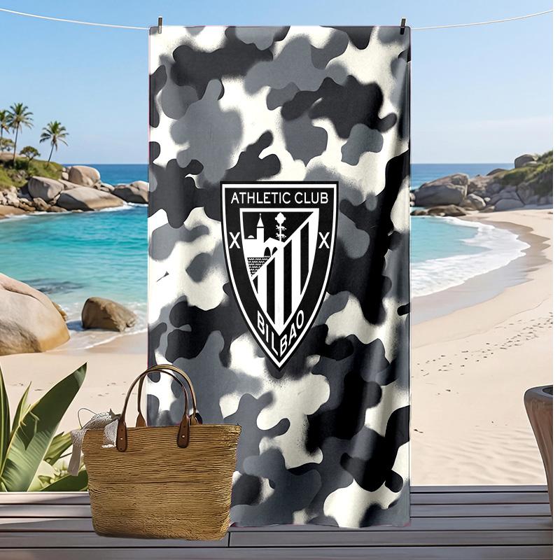 Athletic Bilbao Football Print Beach Towel, Large Soft Quick Dry Towel for Beach Camping Swimming