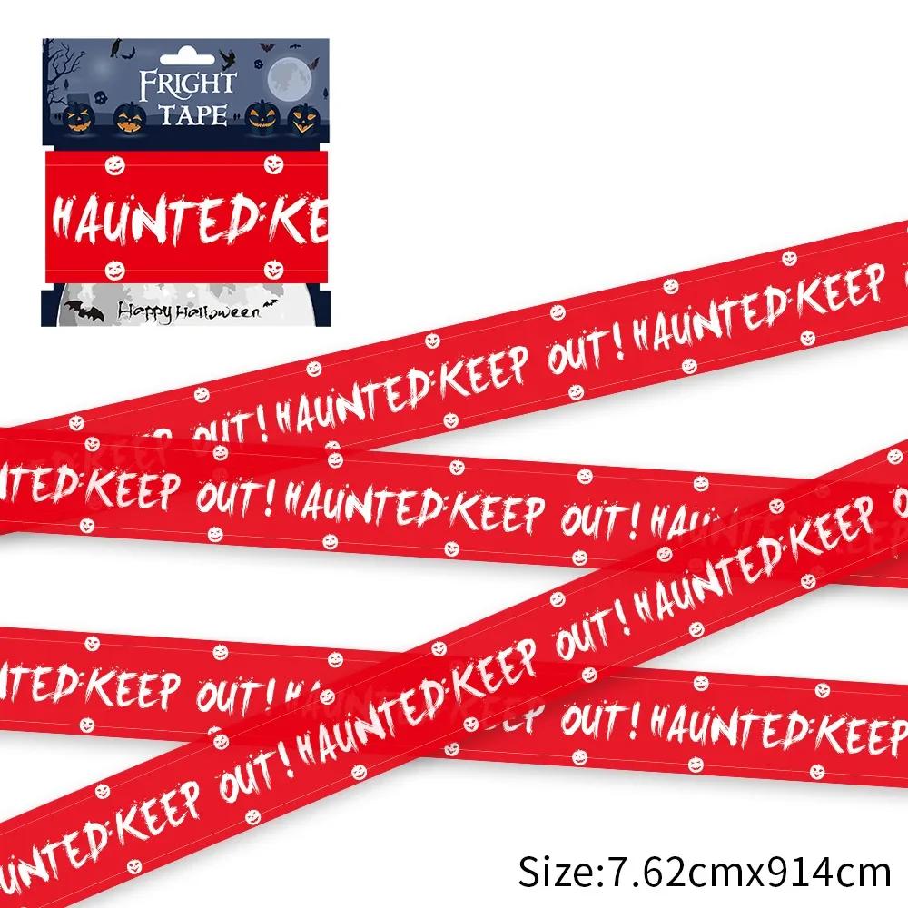 1PC Halloween Props Window Prop Warning line Plastic Skull Head Warning Tape Signs Party Outdoor Garden Halloween Decor