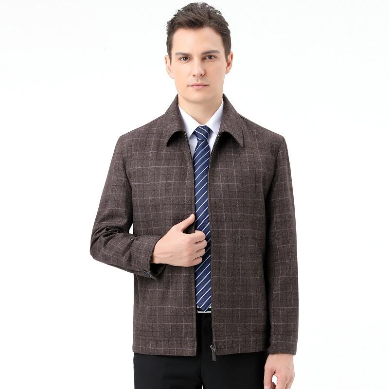 Spring Middle-aged and Elderly Wool Jacket Men's Fashion Business Dad Casual Wool Jacket