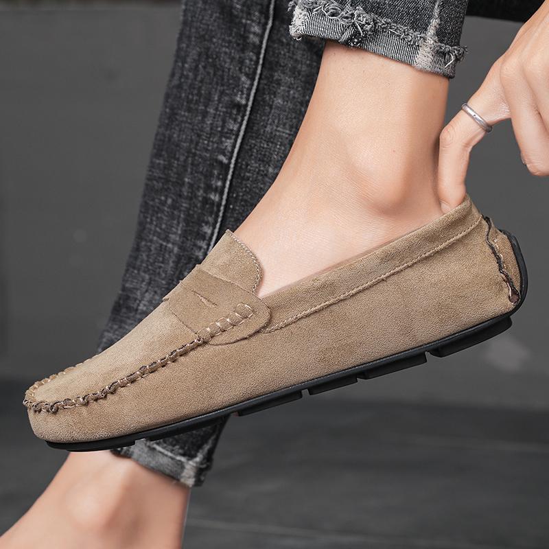 Fashion Suede Men Casual Shoes Breathable Leather Mens Loafers Slip on Male Driving Shoes Luxury Brand Comfortable Boat Shoes