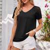 Damen Sexy Frühling und Sommer Neu Beliebt Damen Gespleißte Mesh Kurzarm Tops Farbe Lässiges Lockeres T-Shirt