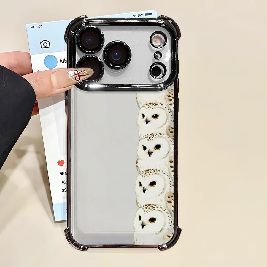 Phone Case for iPhone 13 12 11 Pro Max 17 Air 16e 16 15 14 Plus Clear Cover Panda Owl