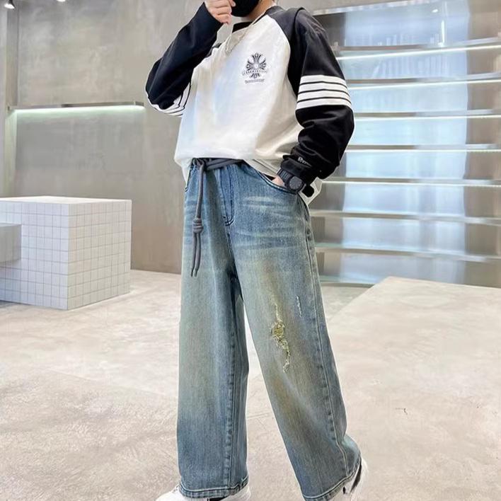 Kinderjeans Jungen Frühlingskleidung Hosen Jungenjeans Frühling und Herbst Sporthosen