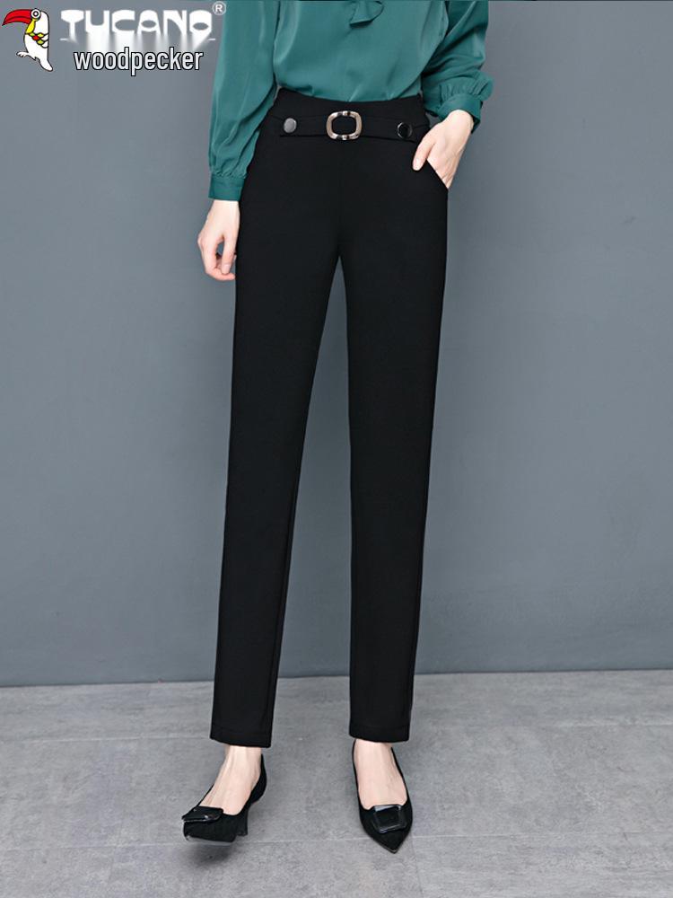 Woodpecker Autumn Women's High Waist Straight-Leg Draped Suit Pants