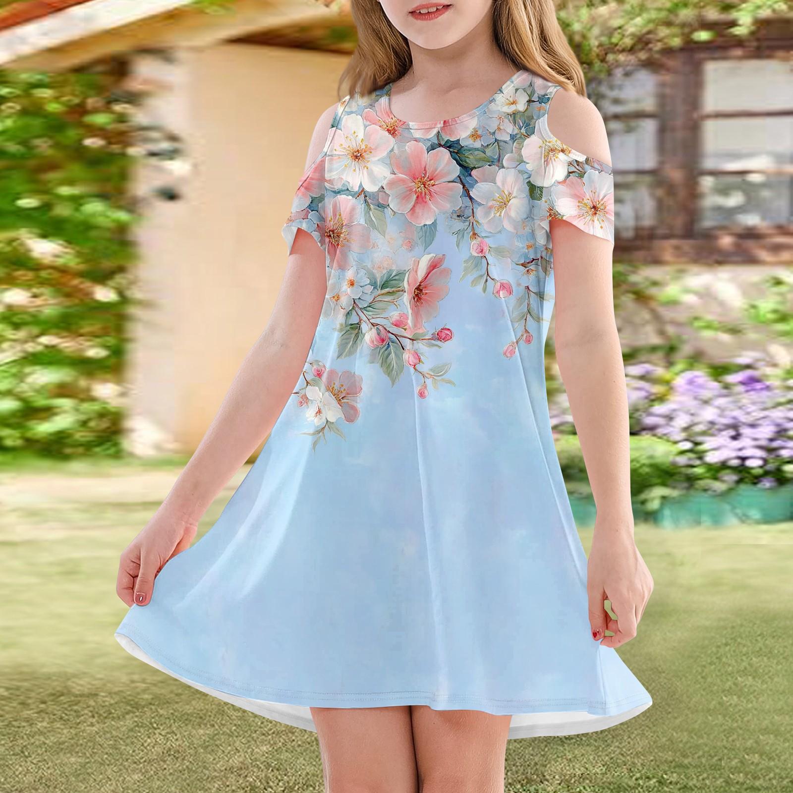 

Платье А-силуэта для девочек - летнее повседневное платье без рукавов для малышей 110 синий