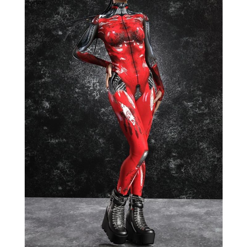 Ny Halloween Mekanisk Rustning Jumpsuit Cyberpunk Rustning Kriger Cosplay Kattedrakt 3d-trykk Voksen Zentai-drakt Karnevalsparty Sett