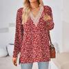 Womens Tops Loose V-neck Contrast Color Split Loose Long Sleeve T-shirt Women's Tops