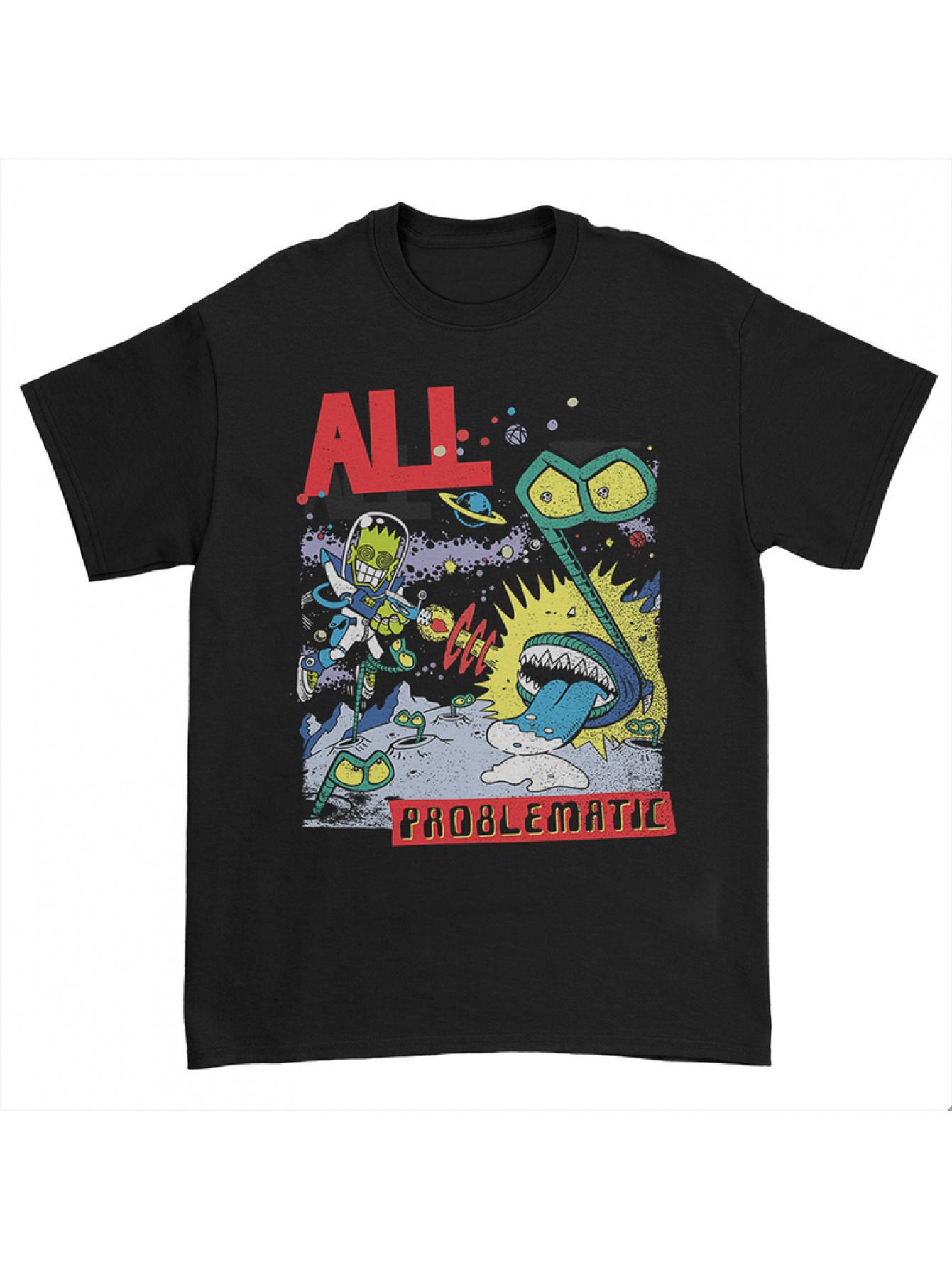 All Band Problematic Album Graphic TShirt Black Bold PROBLEMATIC Lettering with Alien Spaceship Art Unisex Concert Shirt S
