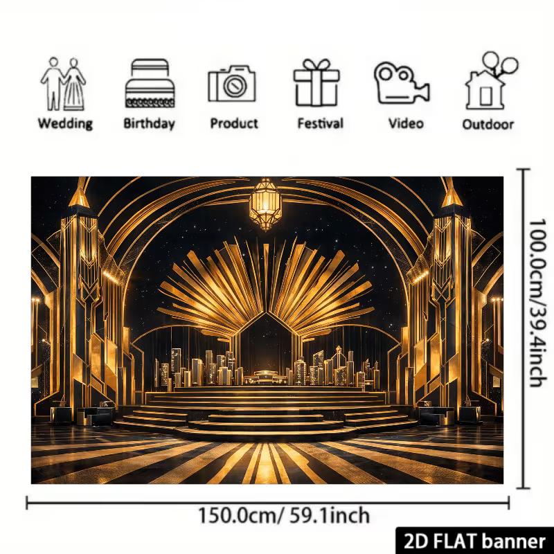 2D Art Deco Ballroom Backdrop Great Gatsby Prom Party Background Cloth