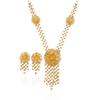 Gold-Plated Flower Tassel Jewelry Set for Women - Middle Eastern Retro Wedding Banquet Necklace and Earrings