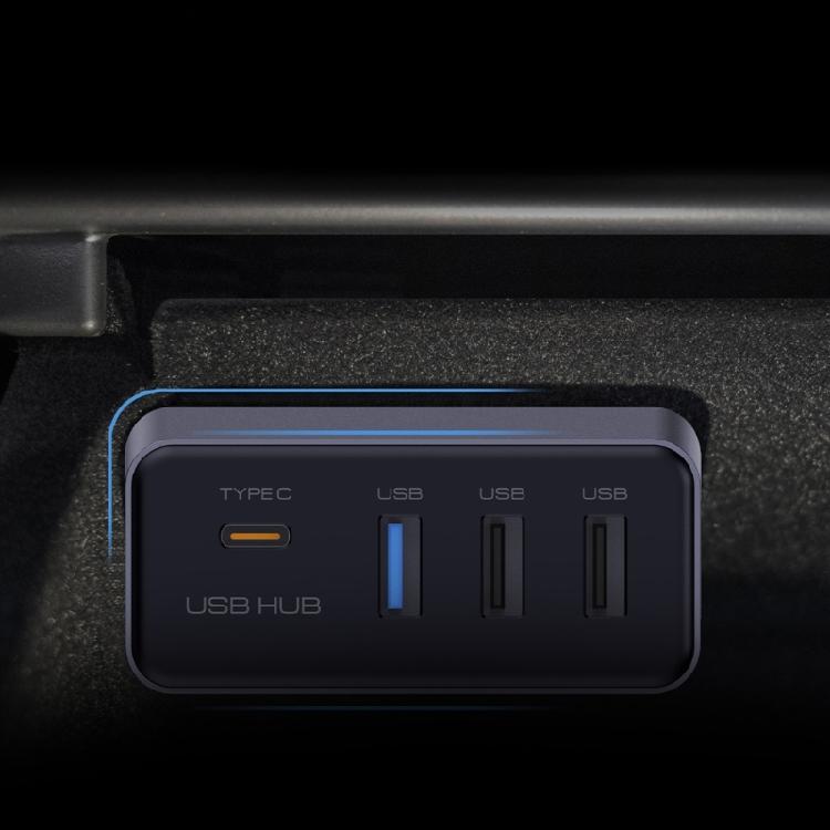 Multi Port Adapter for Electric Vehicle Glove Box Providing 4 in 1 Connectivity USB and Type C Ports Enhanced Experience