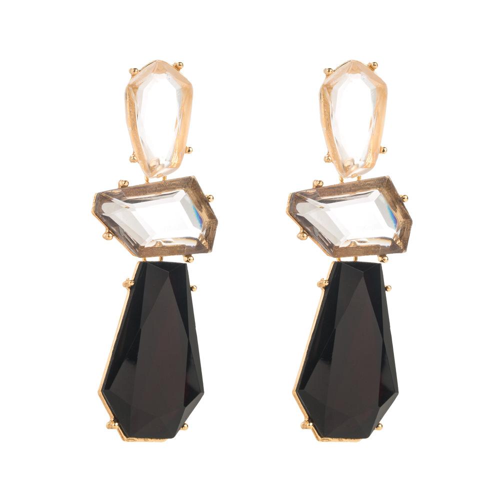 Irregular Geometric Polygon Earrings, with Exaggerated and Long Design, Multi-layered Alloy Resin Ear Accessories