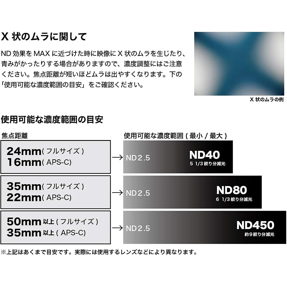 Kenko Variable ND Filter, Variable NDX II, 82mm, Adjustable ND2.5-ND450, with Detachable Lever, for Light Intensity Adjustment, Neutral Gray, 823040