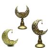 Middle Eastern Golden Moon Candle Holder Hollow Iron Scented Candle Stand, Arabic Night Decor Ramadan Eid Home Gift