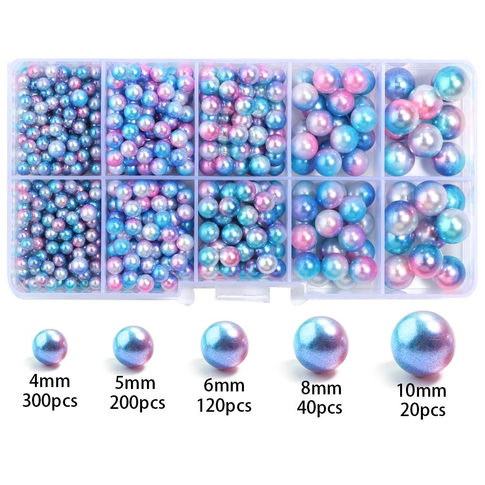 10Grids 4/5/6/8/10mm ABS Imitation Pearl Beads Kit Gradient Color No Hole Round Loose Beads For DIY Jewelry Making Accessories