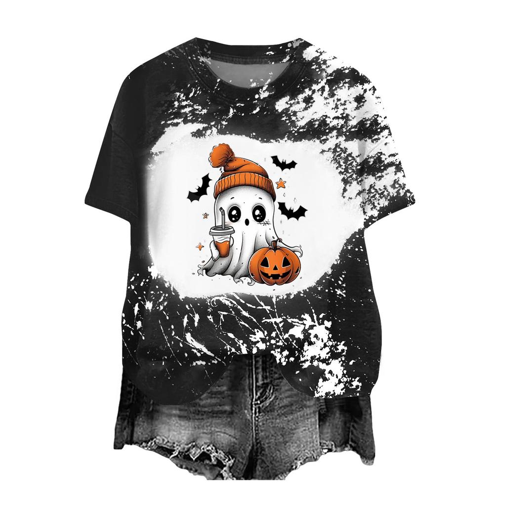 Women's Fashion Casual Printed Round Neck Pullover Short Sleeve T-Shirt Top
