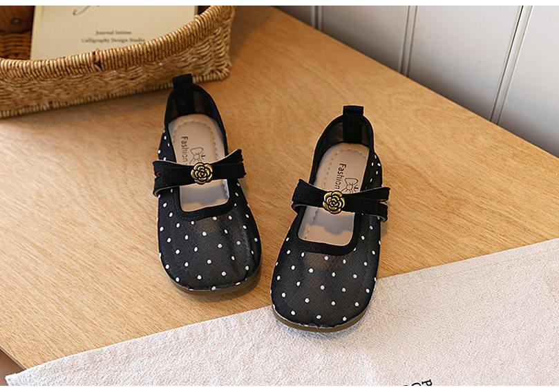 Women's 2026 Spring French Polka Dot Mesh Mary Jane Flats for Children