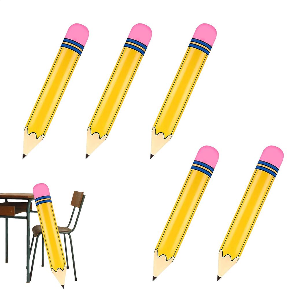 6 Pieces 27in Pencil Balloons Giant Pencil Blow Up Balloons PVC Large Photo Props For Back To School Kindergarten Preschool