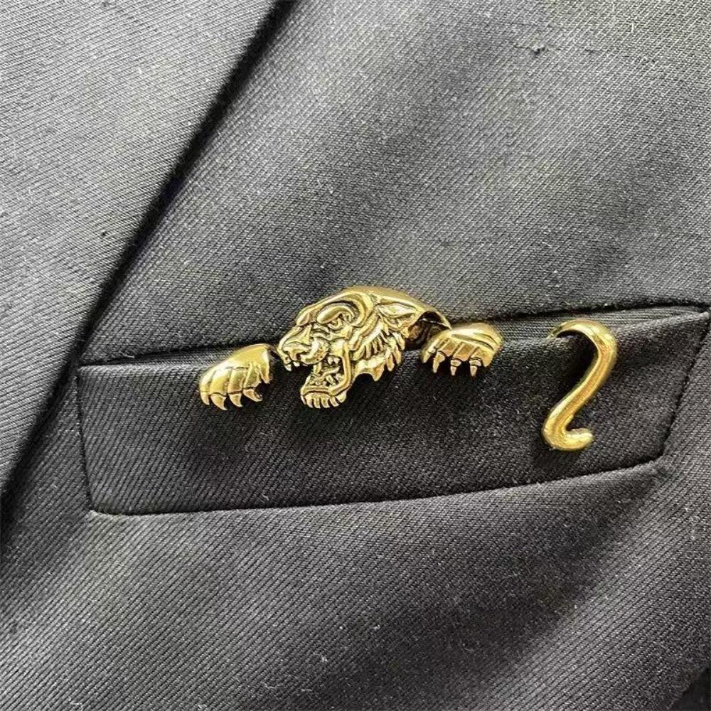 Brose Animaliere Exquisite Creative Crocodil Tigru Caracatiță pentru Bărbați Femei Tradiție Retro Bijuterii pentru Gâtul Costumului Gentleman