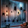 Halloween Decal Spider Static Window Cling, Black Silhouette Glass Wall Sticker, No Residue Self-Adhesive Outdoor Cling Spooky Decal, Decor