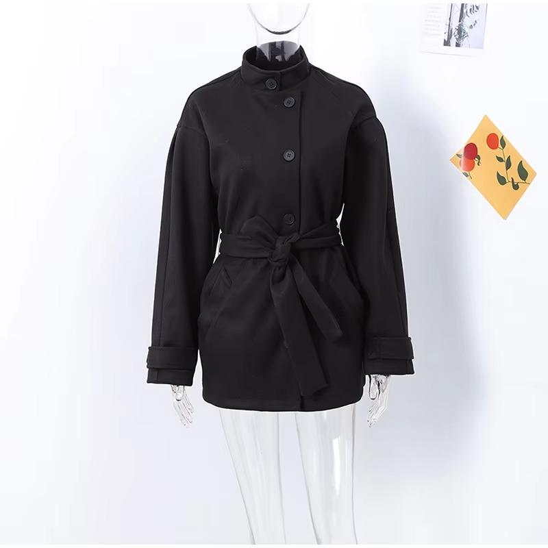 Cappotto Invernale Caldo da Donna Vintage con Lacci in Lana Moda Monopetto Tinta Unita Soprabito Retro Giacche con Collo Alto
