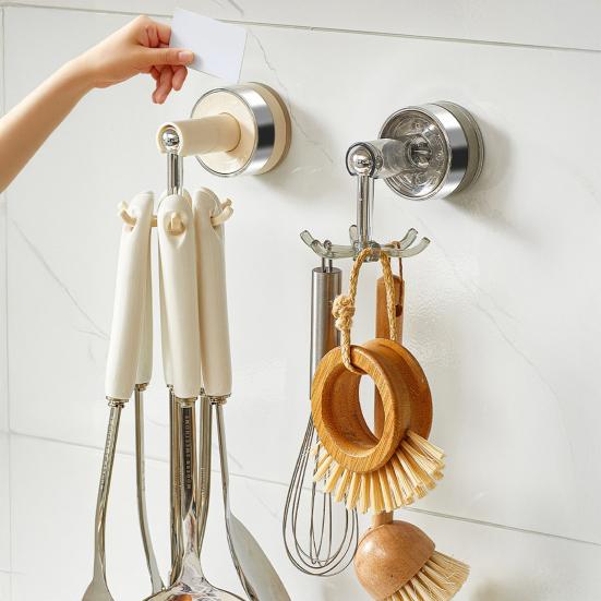 Yousheng Suction Cup Wall Hook 360 Degree Swivel Storage Hook No Drilling 6-Claw Ceiling Hook for Kitchen Utensils Bathroom And Entryway