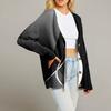 Women's Fashion Long Sleeve Print V-Neck Button Loose Cardigan Top