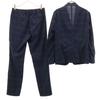 417EDIFICE Check Pattern Suit Setup S Navy Thin Men's Used