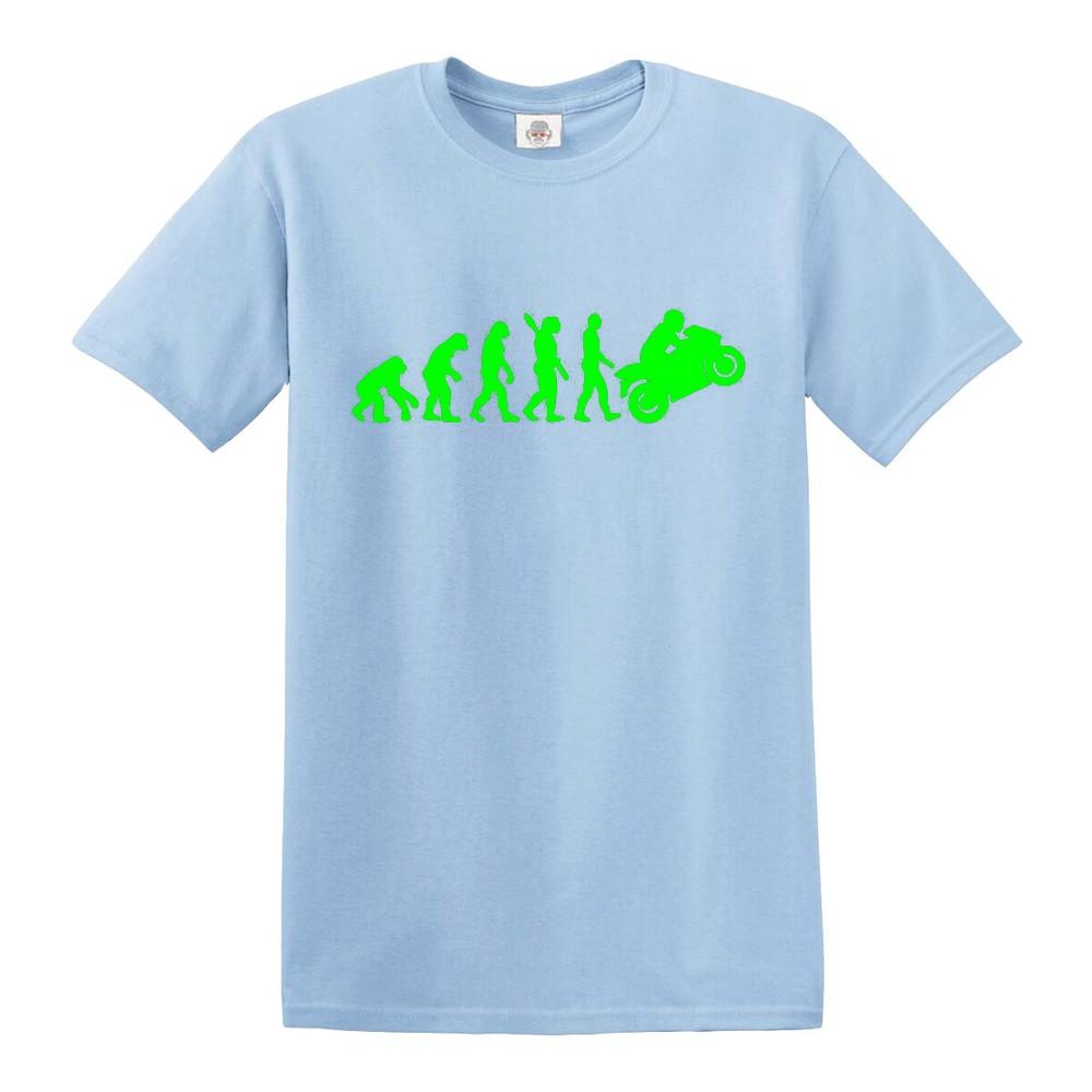 Evolution of man to kawasaki tshirt ninja motorbike super bike mens ladies top