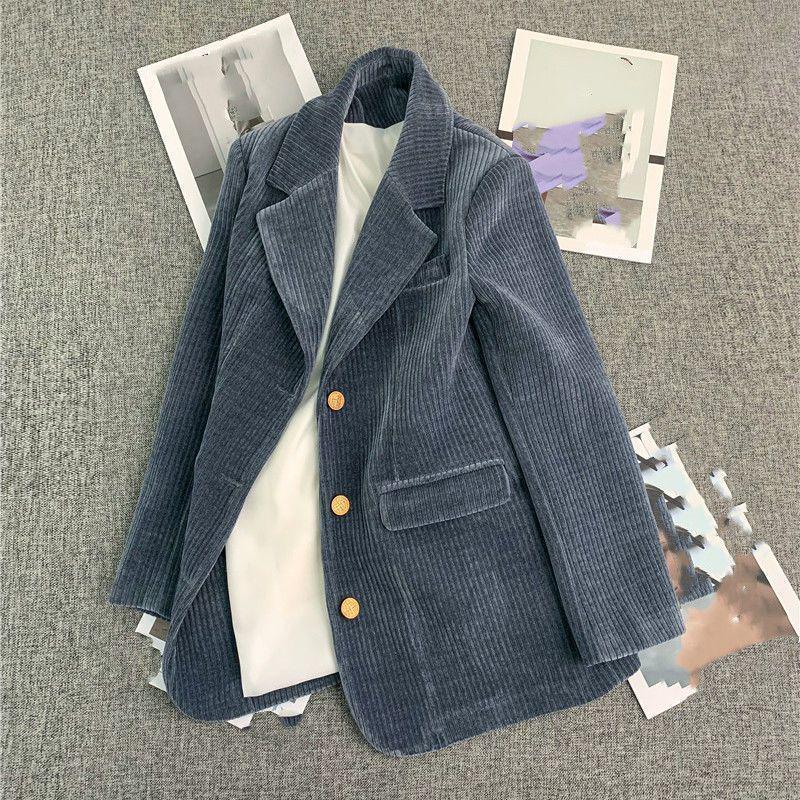 Korean Style Petite Women's Corduroy Suit Jacket - Slim, Loose, Trendy & Casual (2025 Spring Collection)