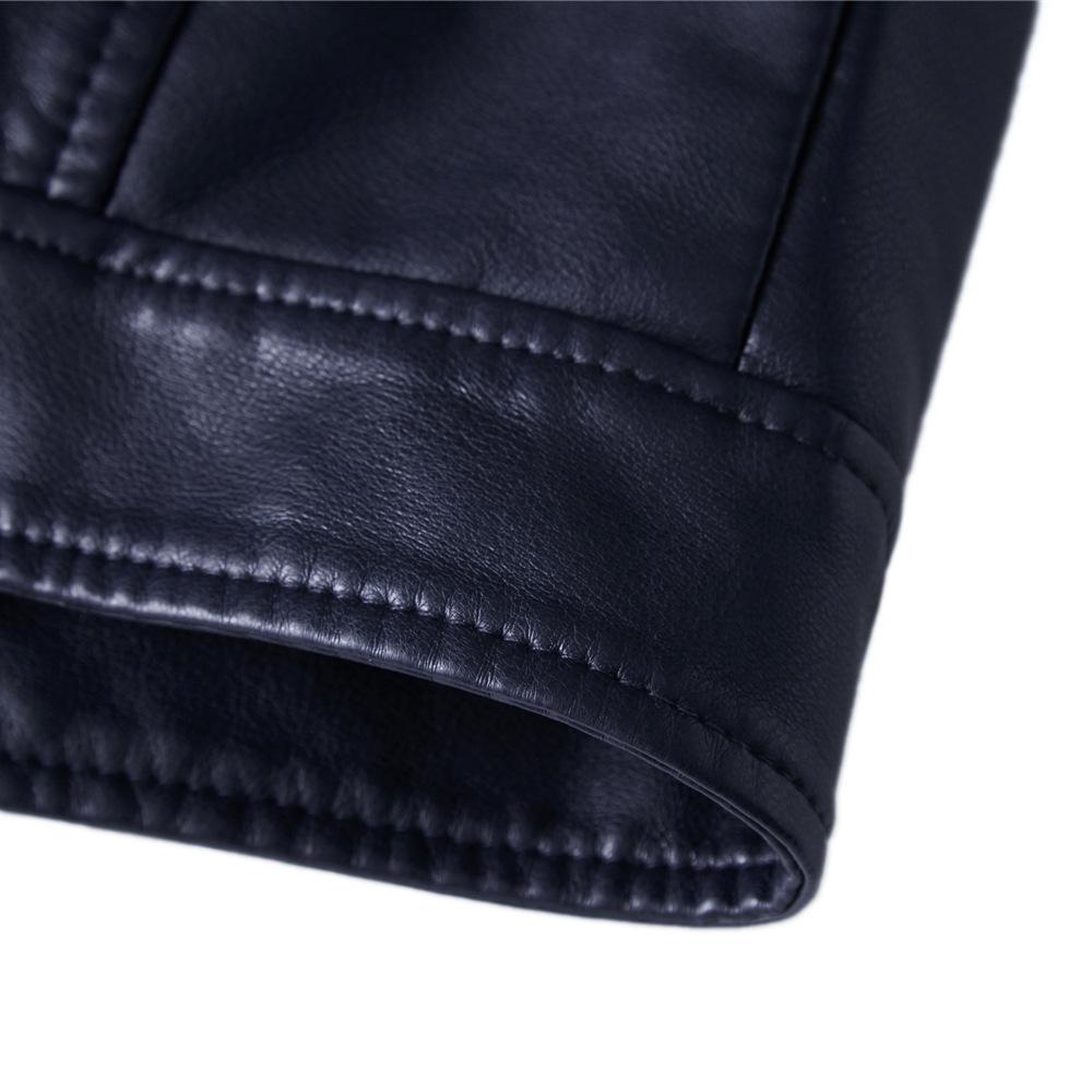 Męska kurtka motocyklowa ze skóry PU - Jednolity kolor, Dostępna w wielu kolorach, Z podszewką z pluszu na jesień i zimę.