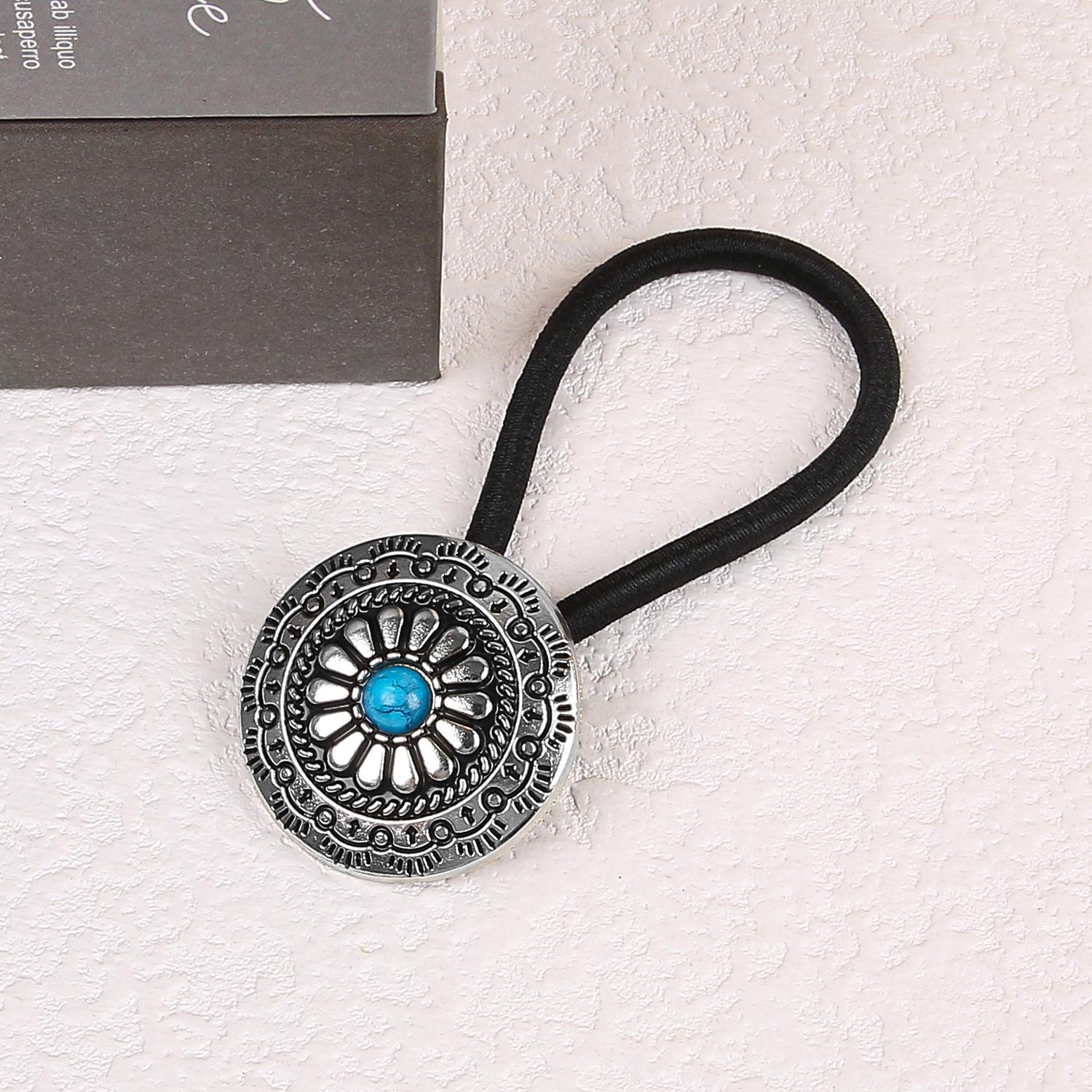 

1/4 шт. Модные резинки для волос с цветами, персонализированная ретро бирюзовая повязка на голову, американский западный ковбой, цветочные скранчи, головной убор