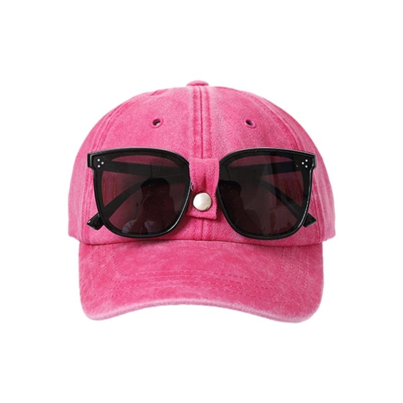 Cat Ear Baseball Cap with Sunglasses Decor Adult Adjustable Cap for Summer Outdoor Cycling Hiking Hat for Teens Men