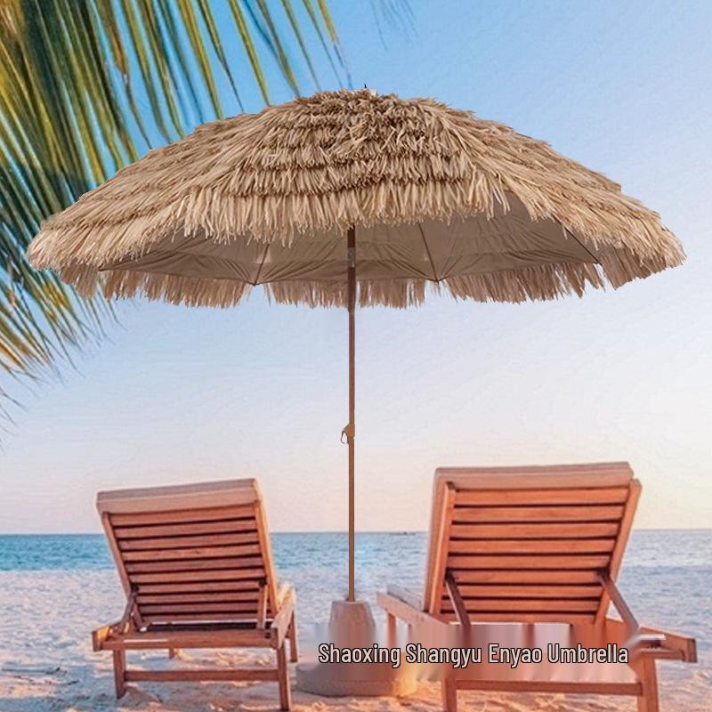 Outdoor Thatched Beach Umbrella - Sunshade & Sun Protection for Garden, Courtyard, Farmhouse & Scenic Spots