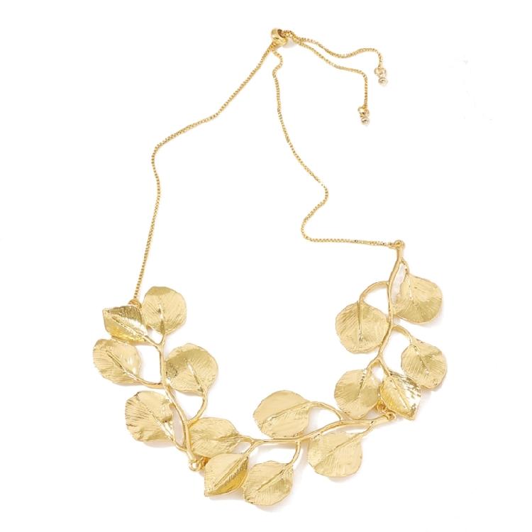 Modisches Ginkgo-Blatt-Choker-Halsketten-Ohrring-Set für Damen in Gold- und Silberfarbe zur Aufwertung jedes Outfits