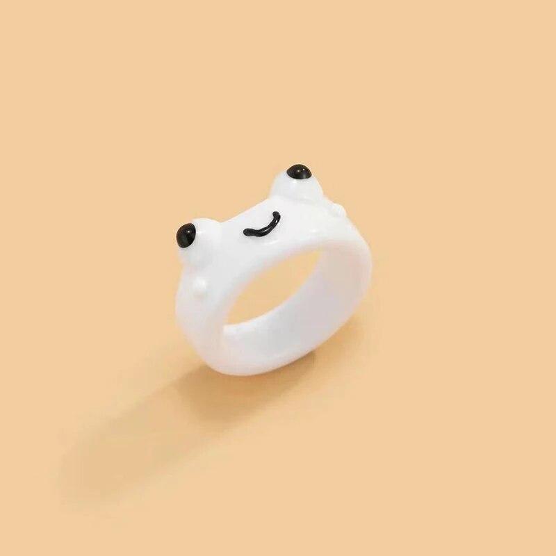 Cute Women Men Simple Design Rings Vintage Owl Frog Smiling Ring For Woman Girl Ancient Silver Color Retro Punk Jewelry Gift