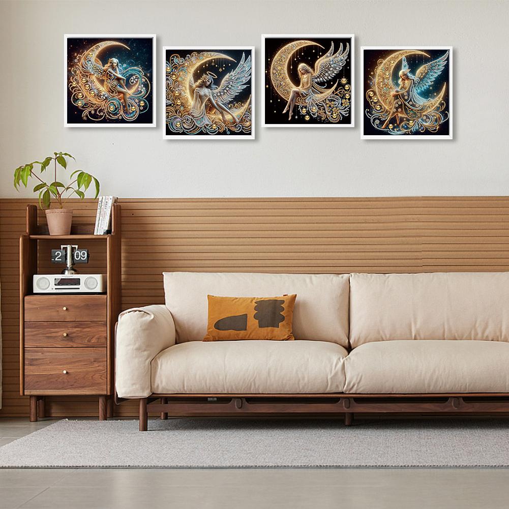 4 szt. Dziewczynka 5D DIY Specjalny Kształt Kryształowy Pół-Diamentowy Obraz Zestaw Dekoracja Domu