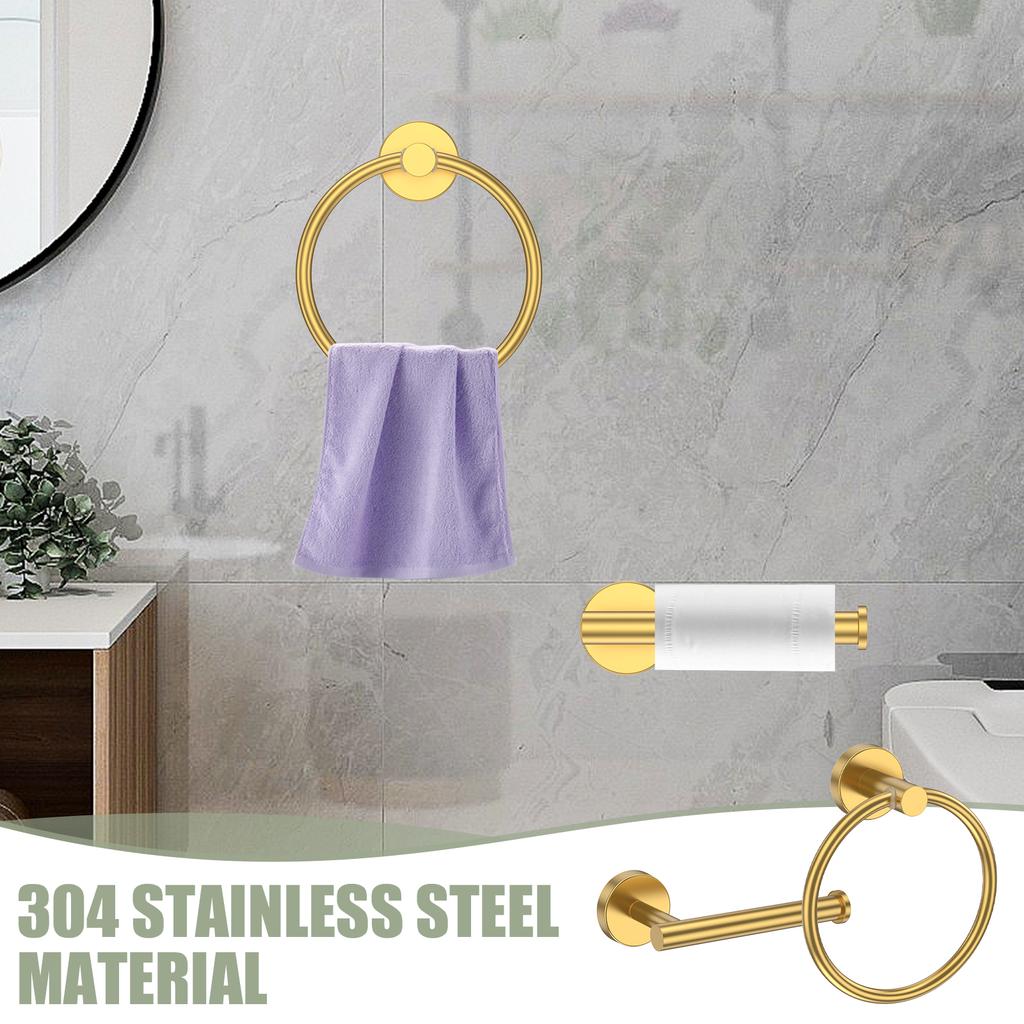 2 Stück Toilettenpapierhalter und Handtuchring Set Edelstahl Badetuchhalter Wandmontage Badezimmer Hardware Zubehör für Zuhause