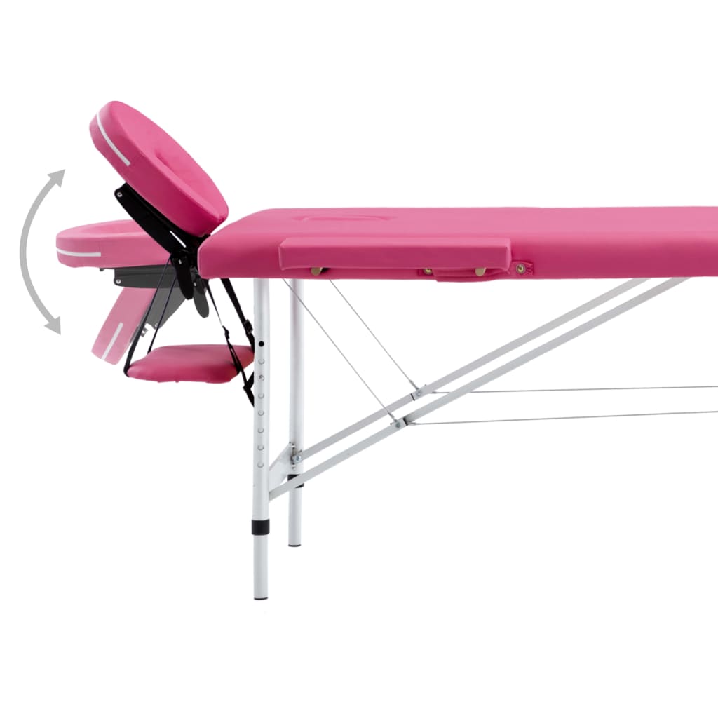 Foldable 2 Zone Massage Table with Aluminum Frame Pink