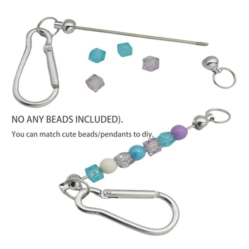 Good-10 Pcs Beadable Keychian Bars Small Carabiner Clips DIY Beaded Key Chains Charm Craft (No Beaded Included)
