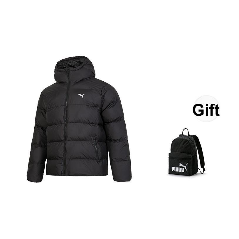 Puma Solid Color Windproof Sports Casual Comfortable Hooded Long Sleeve Cotton Jacket Men jackets Black 684120-01